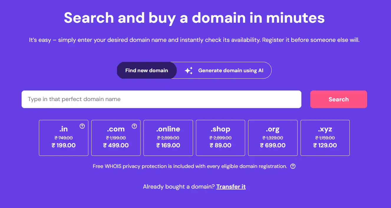 Book a domain name