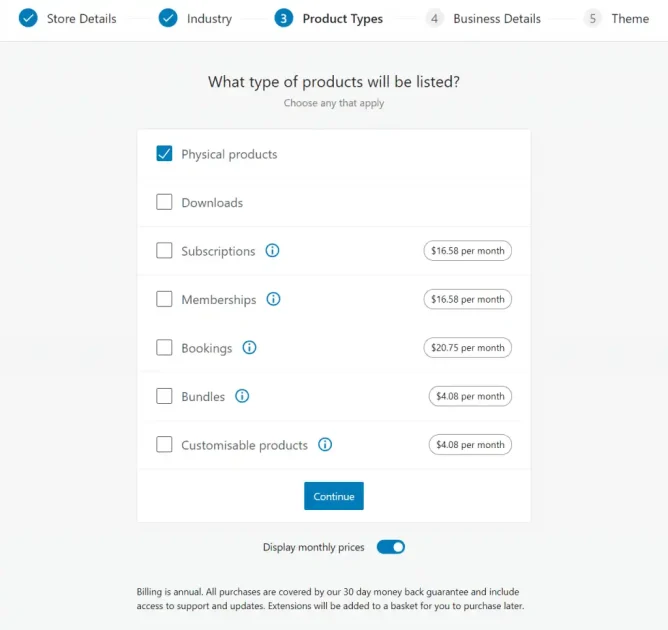 Select Your Product Types